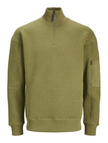 Jack & Jones Einfarbig Sweatshirt mit halbem Reißverschluss -Olive Branch - 12245404