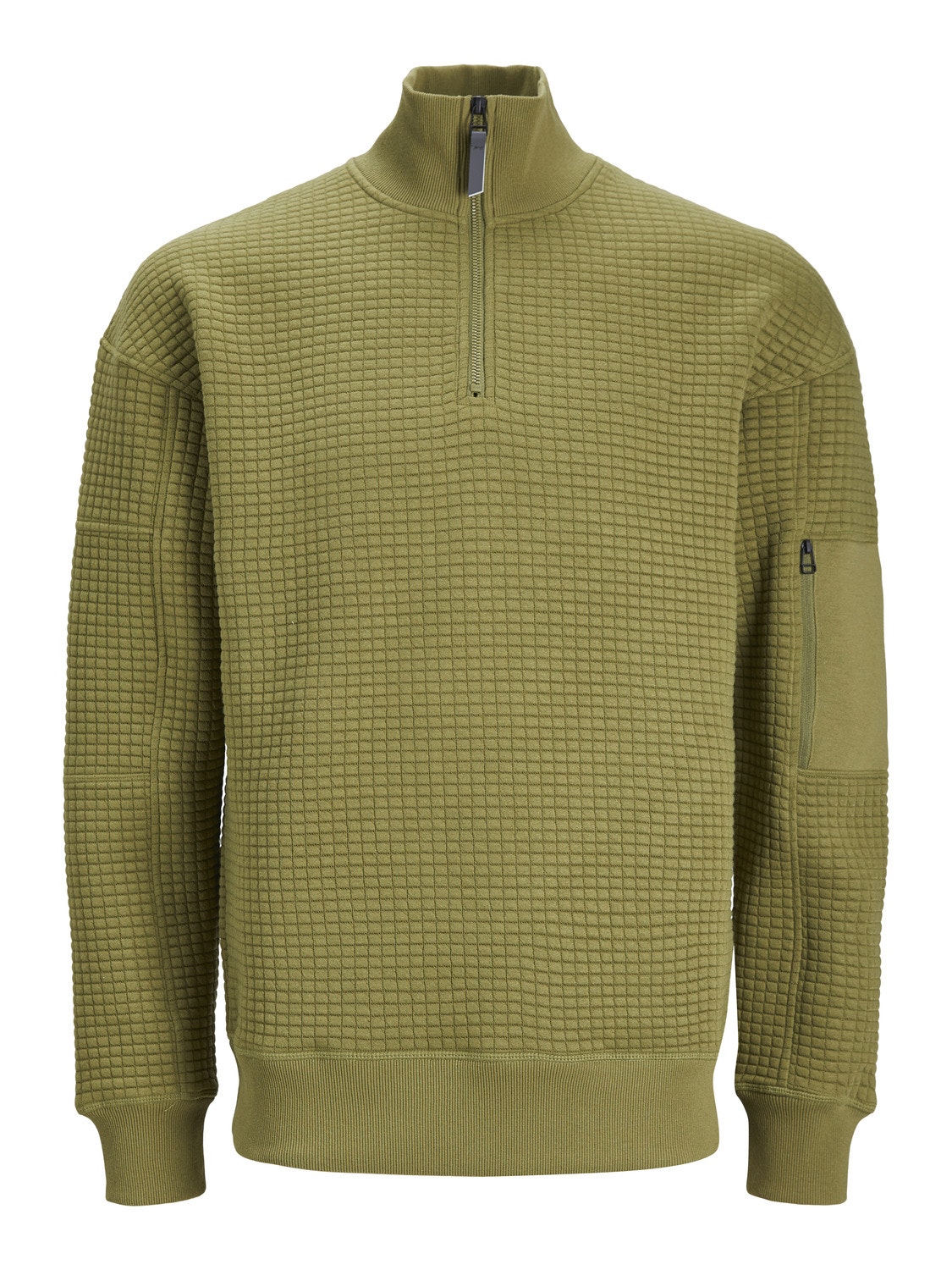 Jack & Jones Ensfarvet Sweatshirt med halv lynlås -Olive Branch - 12245404