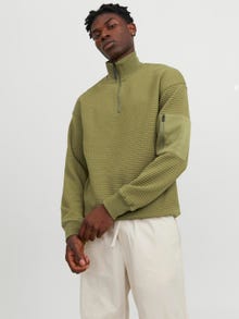 Jack & Jones Bez vzoru Mikina s polovičním zipem -Olive Branch - 12245404