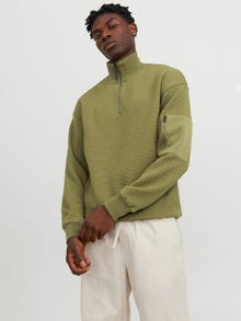 Jack & Jones Einfarbig Sweatshirt mit halbem Reißverschluss -Olive Branch - 12245404