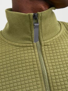 Jack & Jones Ensfarvet Sweatshirt med halv lynlås -Olive Branch - 12245404
