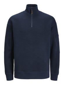 Jack & Jones Einfarbig Sweatshirt mit halbem Reißverschluss -Navy Blazer - 12245404