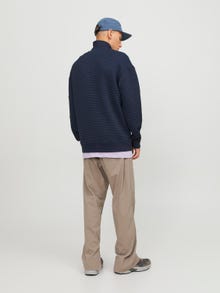 Jack & Jones Plain Half Zip Sweatshirt -Navy Blazer - 12245404