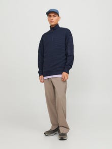 Jack & Jones Ensfarvet Sweatshirt med halv lynlås -Navy Blazer - 12245404