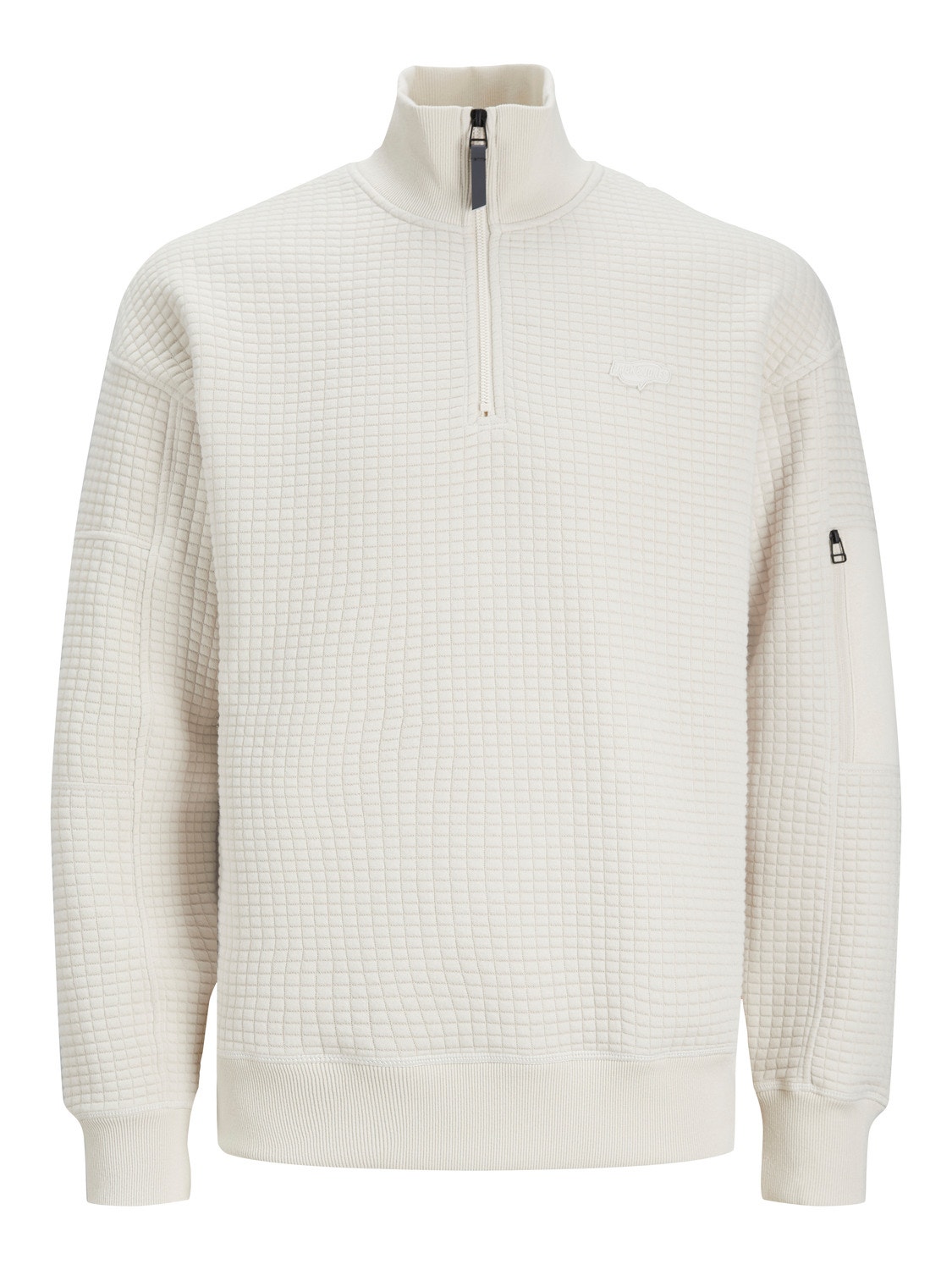 Jack & Jones Plain Half Zip Sweatshirt -Moonbeam - 12245404