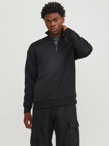 Jack & Jones Effen Sweatshirt met halve rits -Black - 12245404