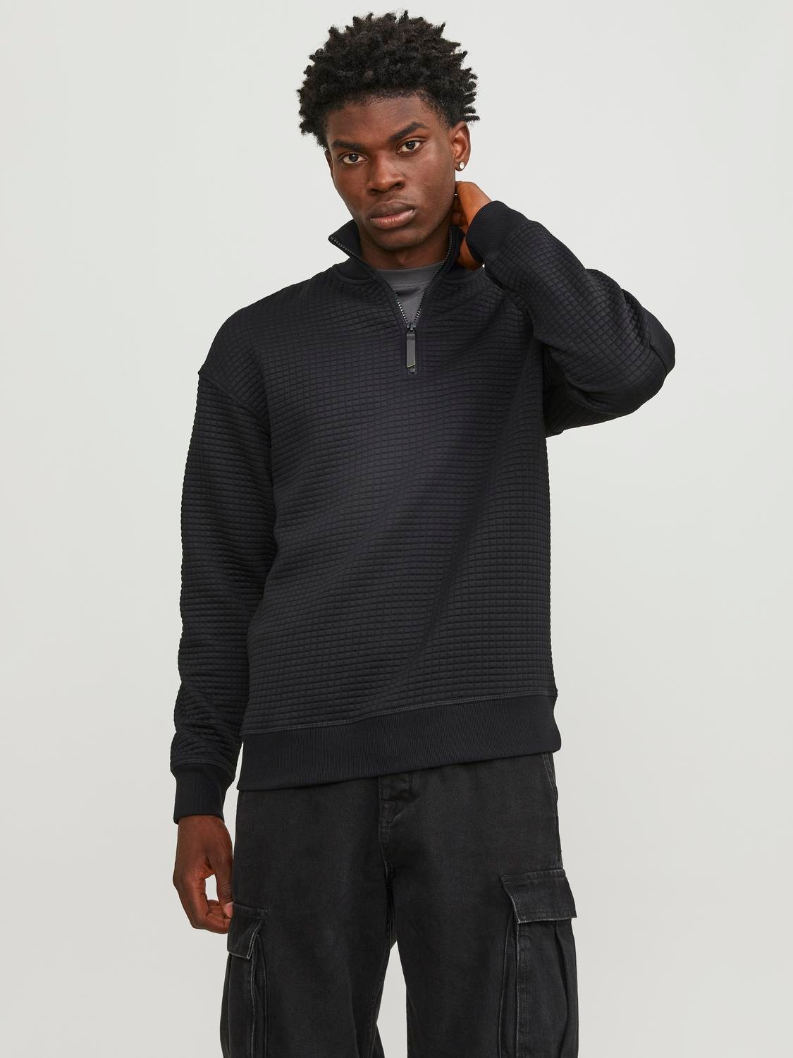 Jack & Jones Vanlig Genser med halv glidelås -Black - 12245404