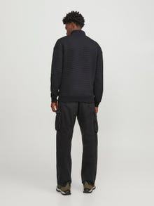 Jack & Jones Ensfarvet Sweatshirt med halv lynlås -Black - 12245404