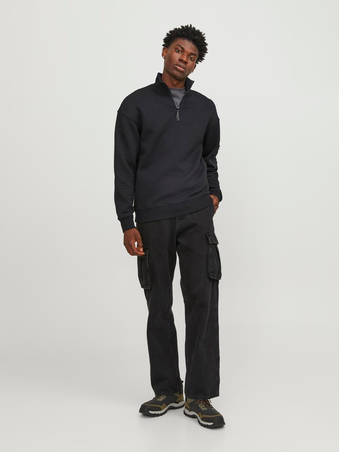 Jack & Jones Vanlig Genser med halv glidelås -Black - 12245404