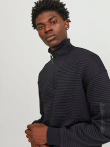 Jack & Jones Plain Half Zip Sweatshirt -Black - 12245404