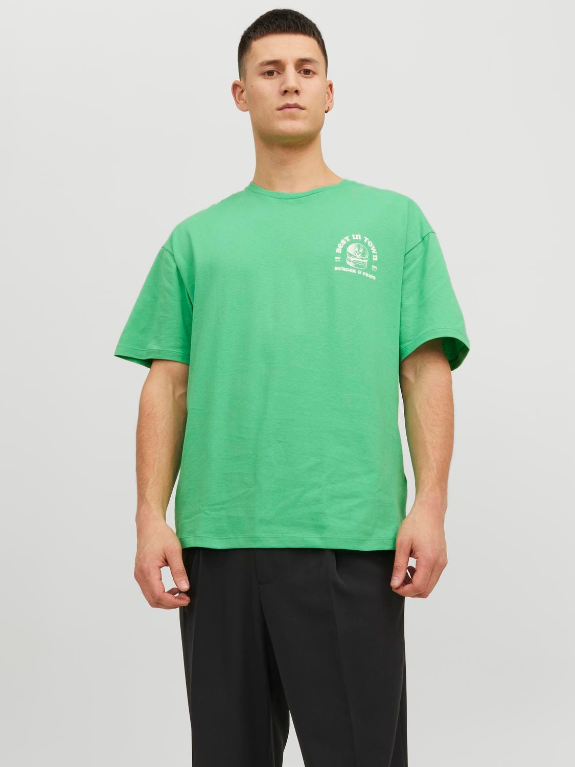 Jack & Jones Nadruk Okrągły dekolt T-shirt -Island Green - 12245412