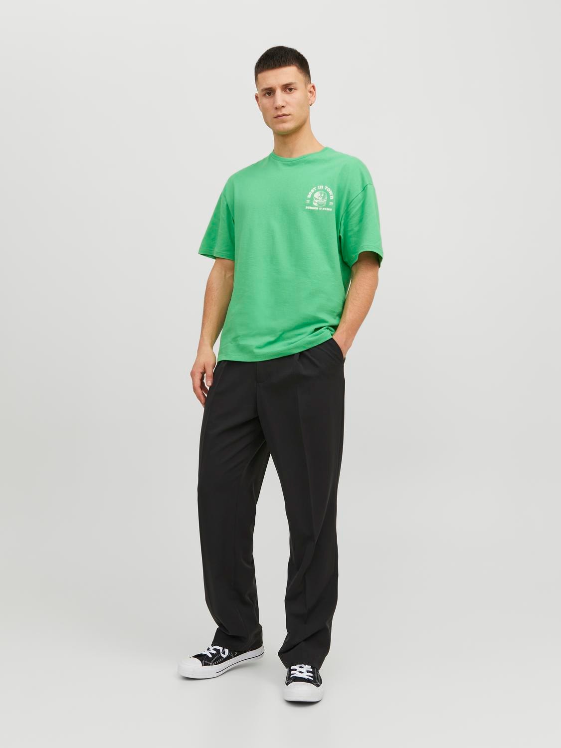 Jack & Jones Nyomott mintás Környak Trikó -Island Green - 12245412