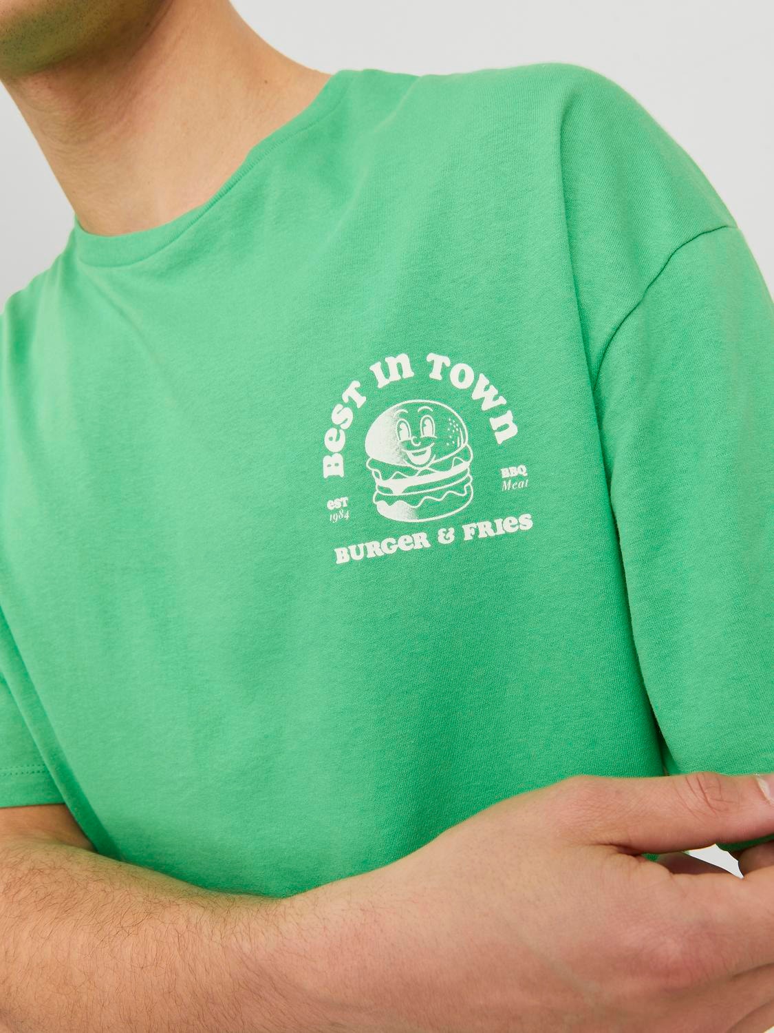Jack & Jones Nadruk Okrągły dekolt T-shirt -Island Green - 12245412
