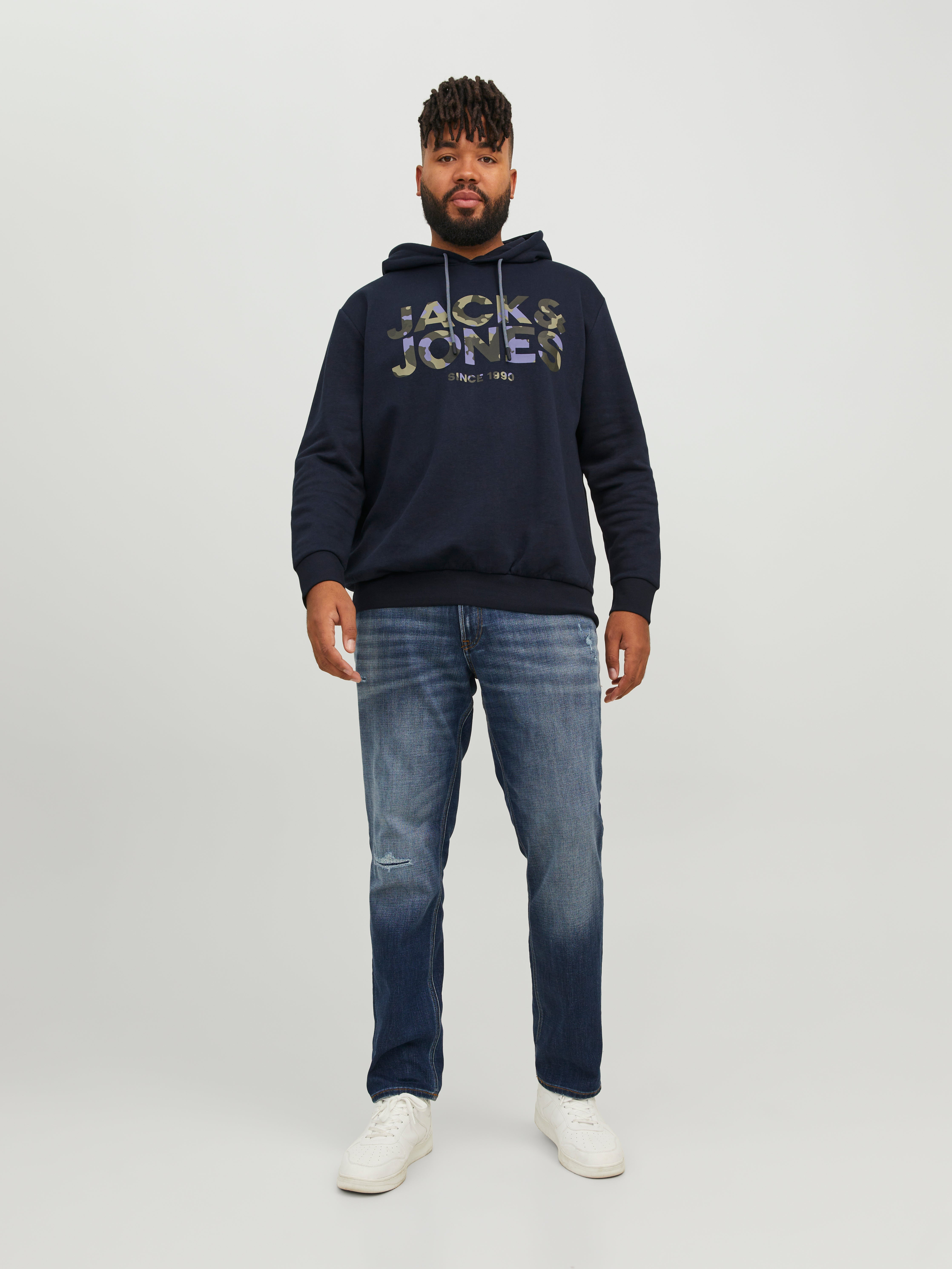 Jack & Jones Herren Kapuzenpullover Plus Size - Einfarbiger Hoodie Für Lockeren Tragekomfort