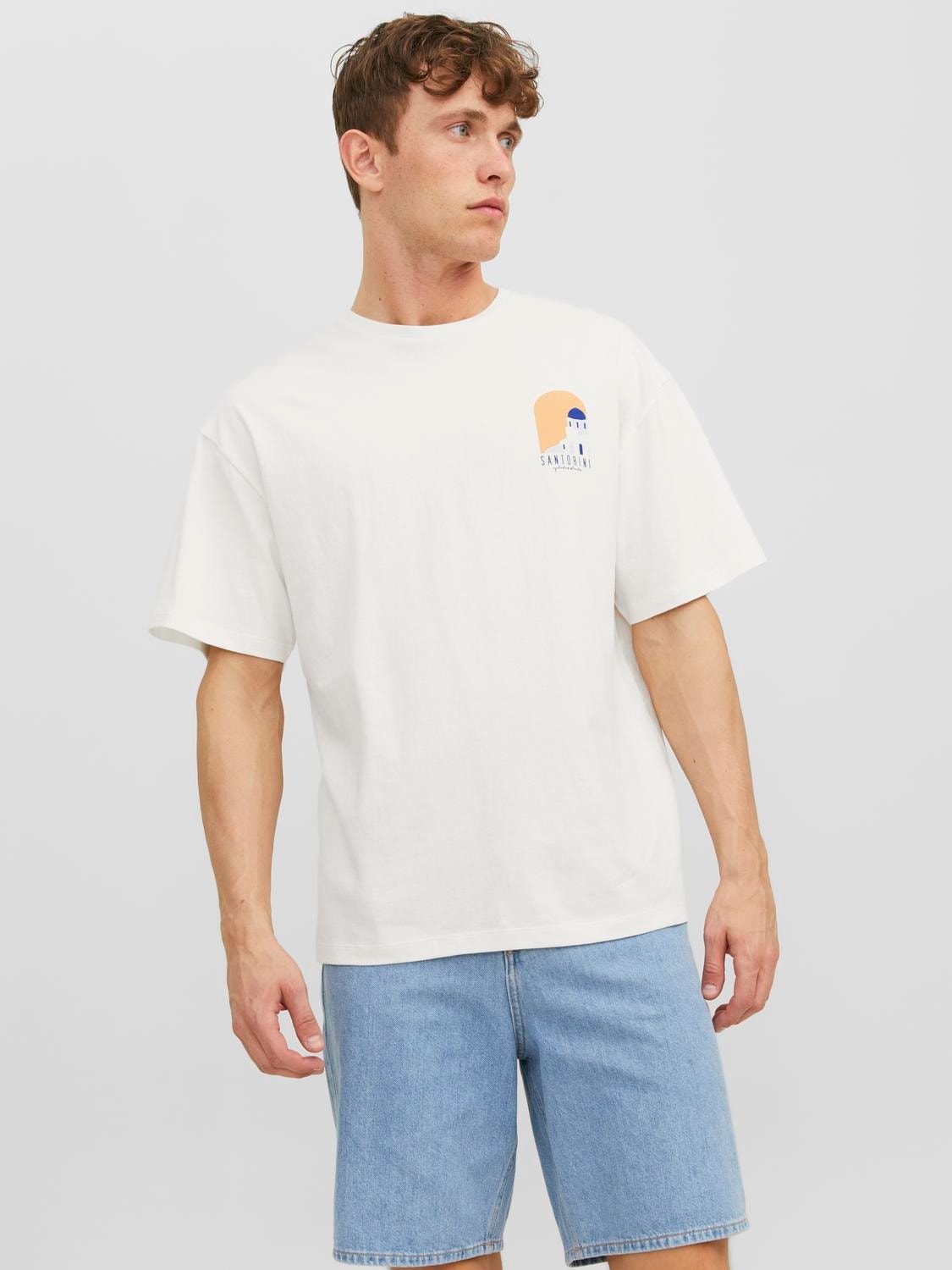 Jack & Jones Gedrukt Ronde hals T-shirt -Cloud Dancer - 12245471