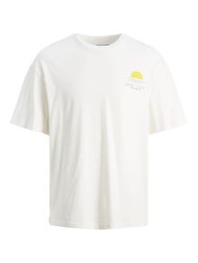 Jack & Jones Printed Crew neck T-shirt -Cloud Dancer - 12245471