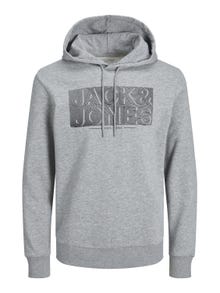 Jack & Jones Plus Size Logo Hettegenser -Light Grey Melange - 12245499