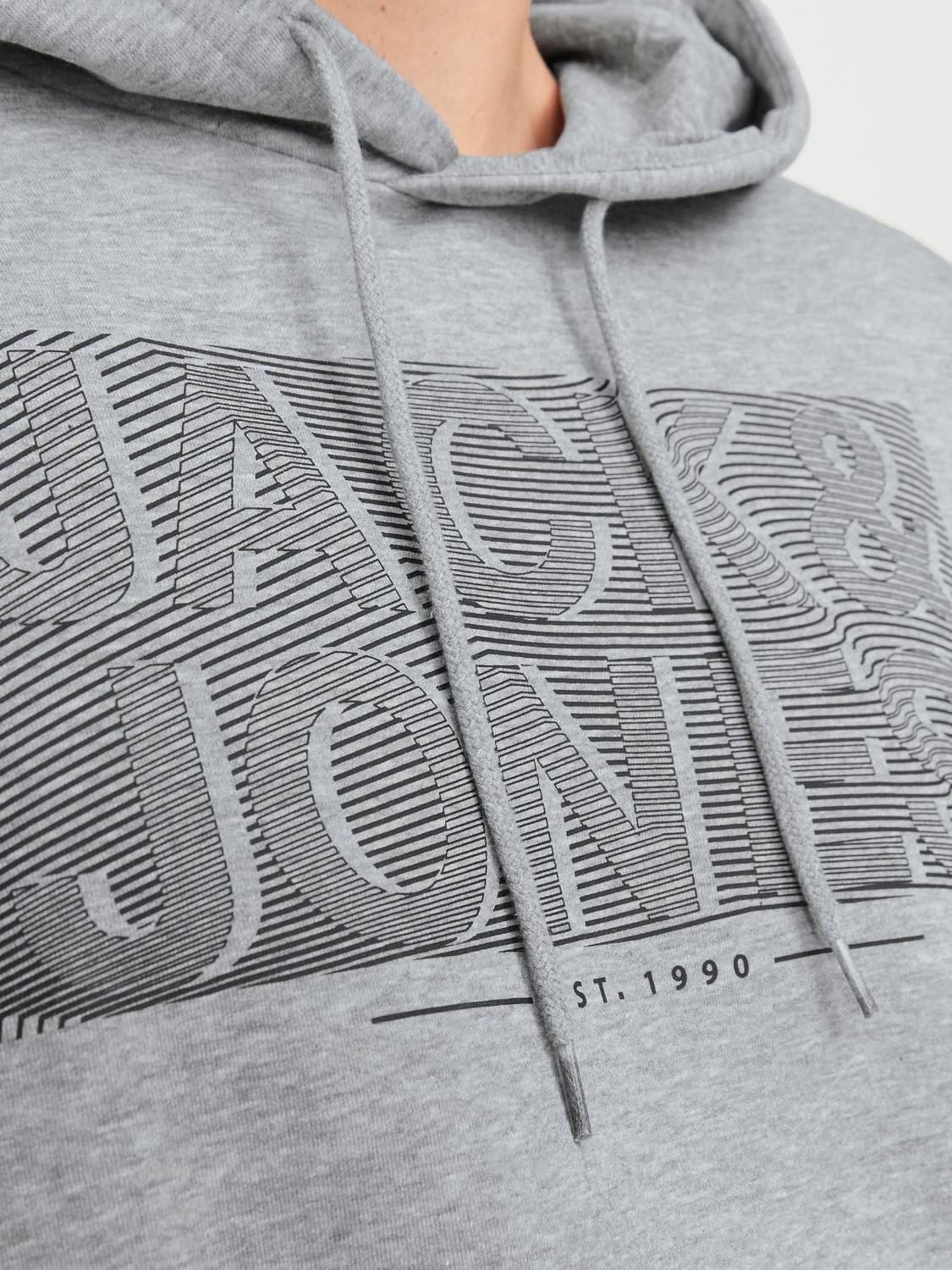 Jack & Jones Plus Size Hoodie Logo -Light Grey Melange - 12245499