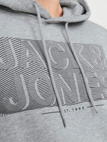 Jack & Jones Plus Size Logo Hettegenser -Light Grey Melange - 12245499