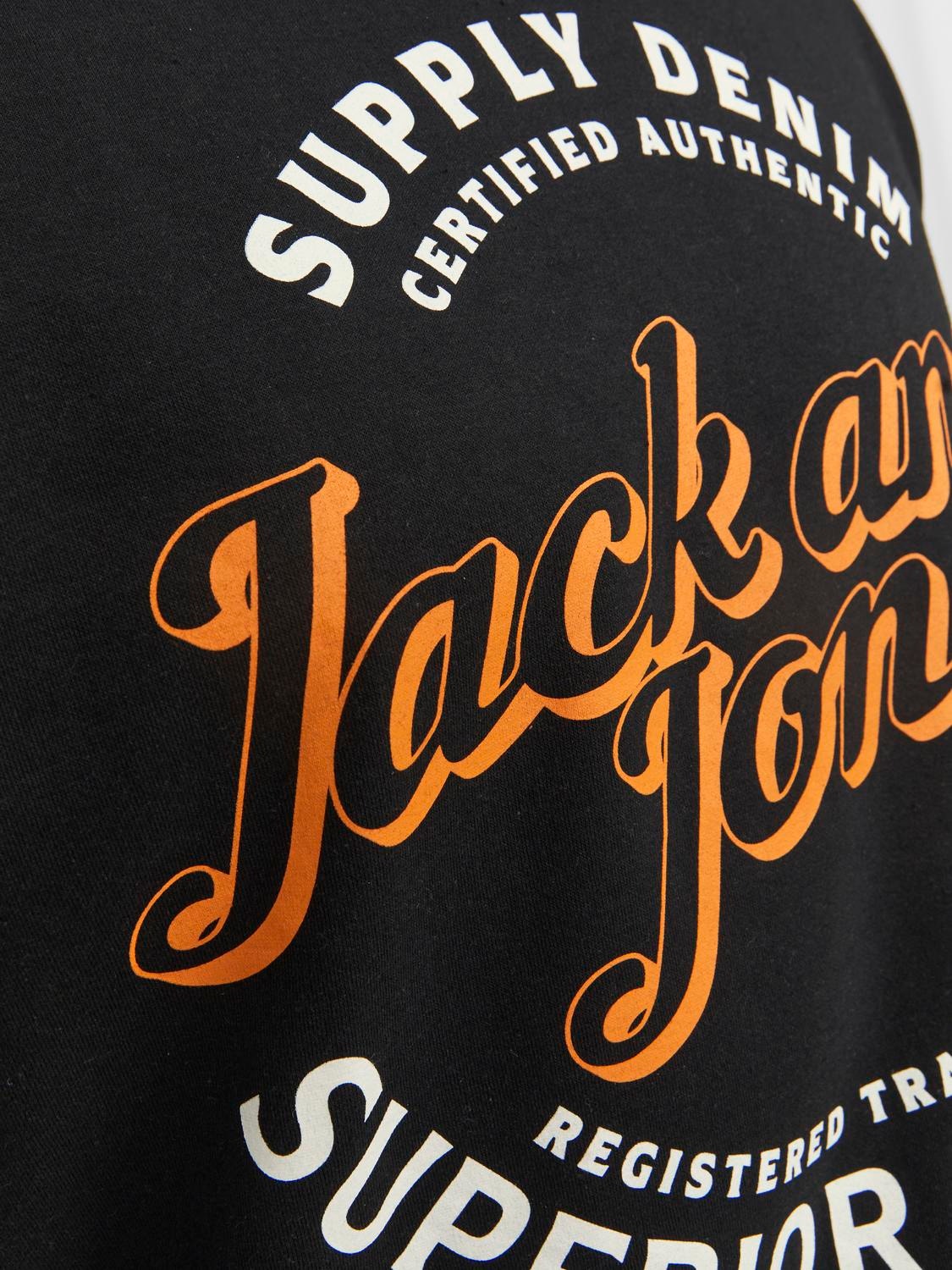 Jack & Jones Plus Size Logo Crew neck Sweatshirt -Black - 12245502