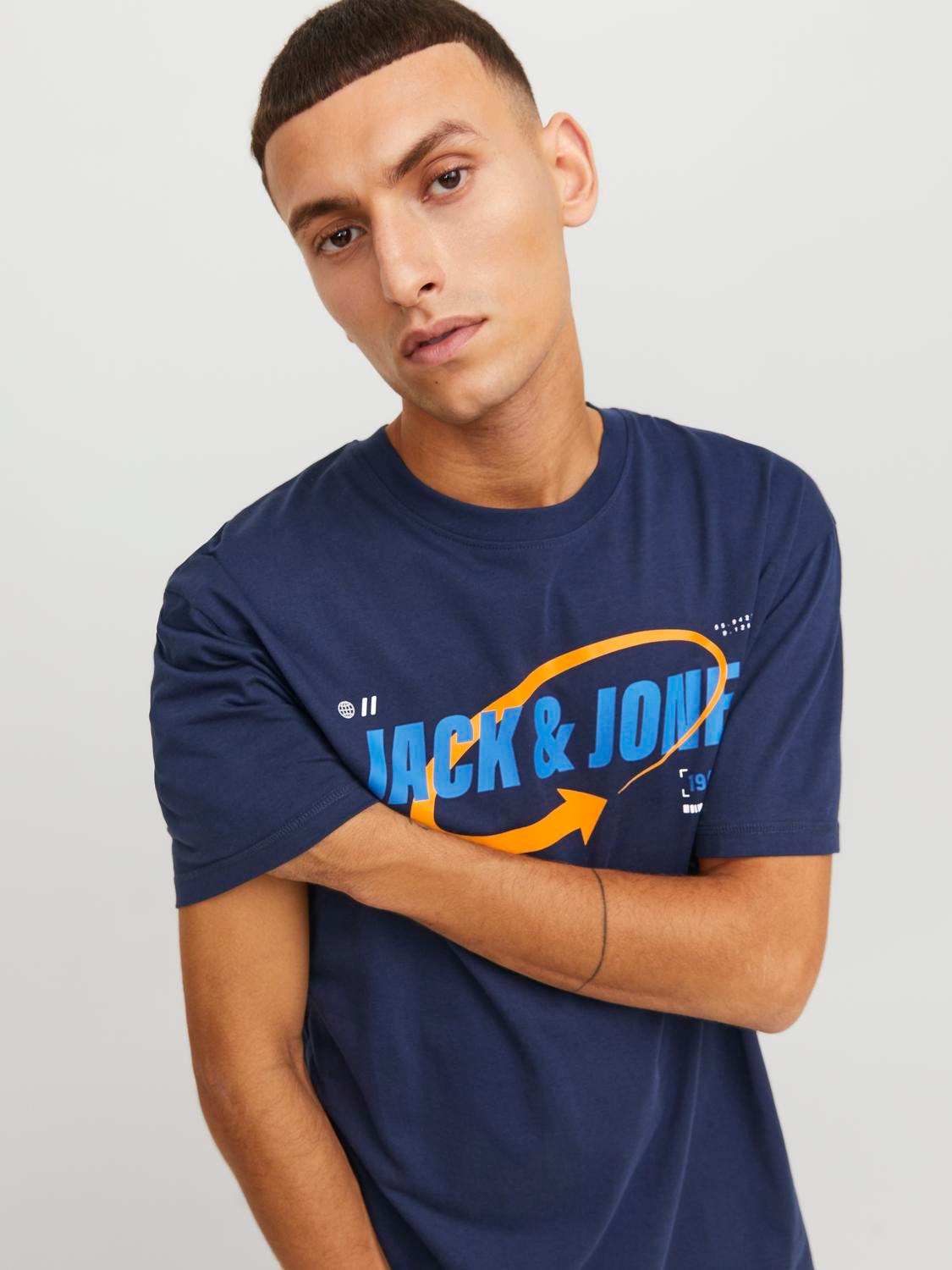Jack & Jones Logo Pyöreä pääntie T-paita -Navy Blazer - 12245712