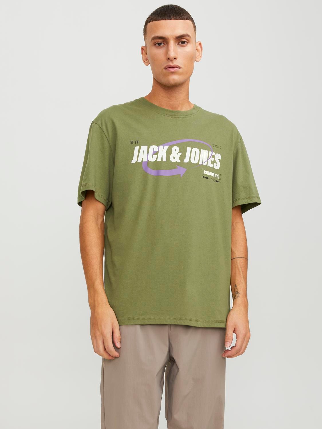 Jack & Jones Logotyp Rundringning T-shirt -Olive Branch - 12245712