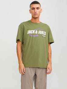 Jack & Jones Logo Ümmargune kaelus T-särk -Olive Branch - 12245712