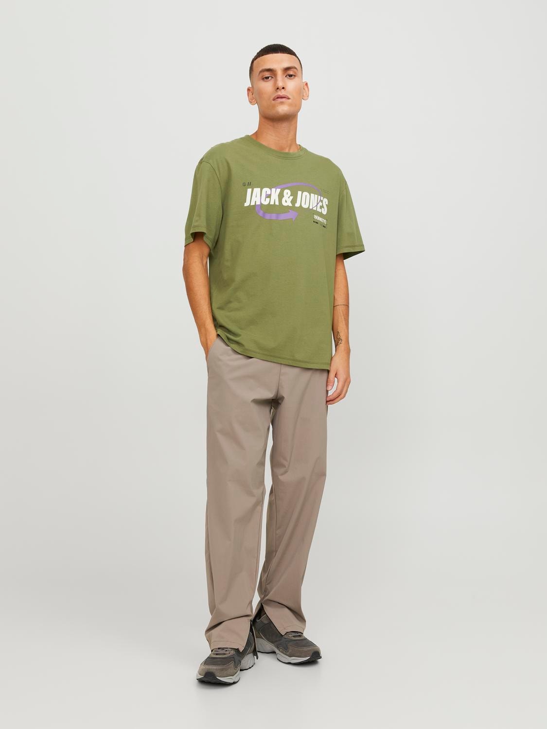 Jack & Jones Logo Rundhals T-shirt -Olive Branch - 12245712