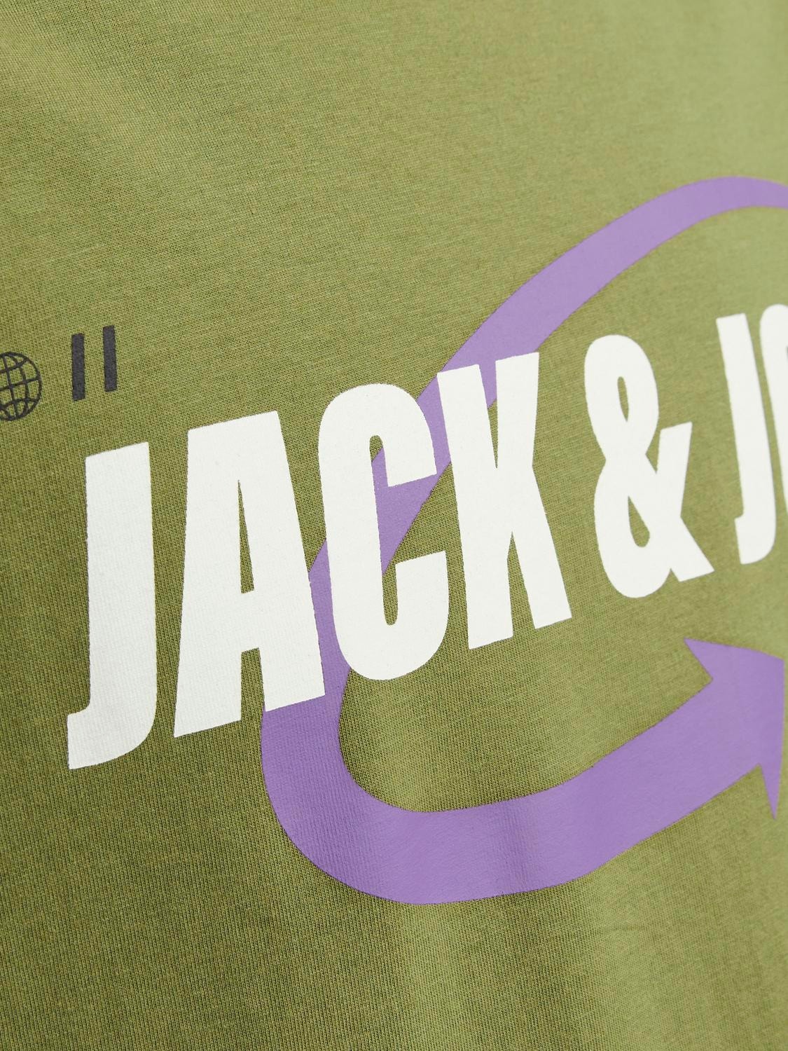 Jack & Jones Logotipas Apskritas kaklas Marškinėliai -Olive Branch - 12245712