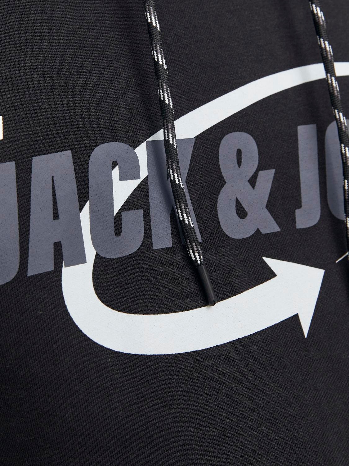 Jack & Jones Logotipas Megztinis su gobtuvu -Black - 12245714