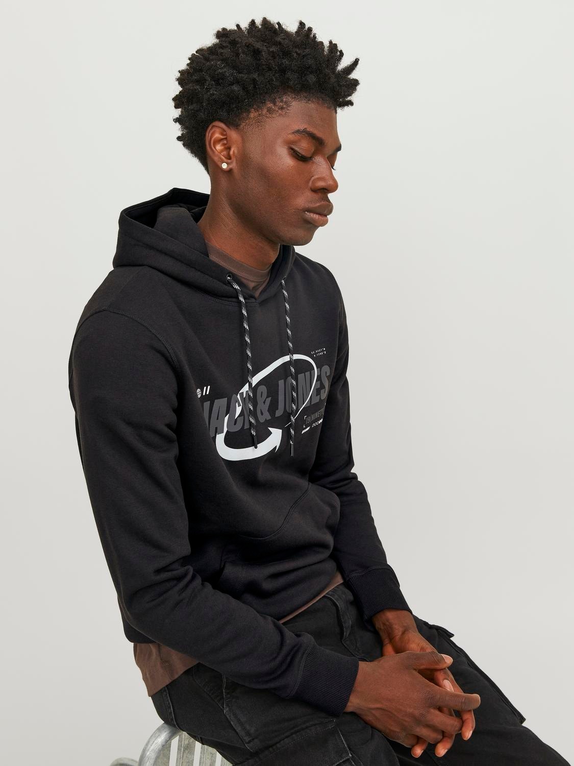 Jack & Jones Hoodie Logo -Black - 12245714