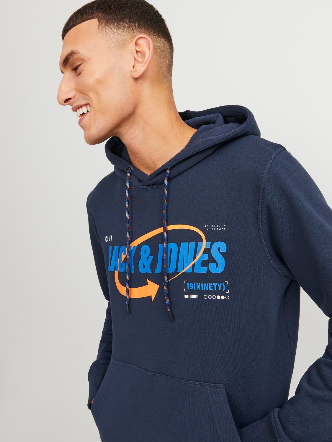 Jack & Jones Hoodie Logo -Navy Blazer - 12245714