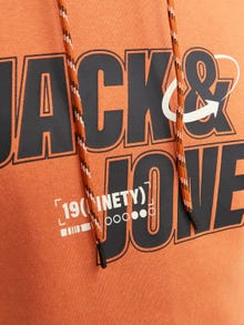 Jack & Jones Logotipas Megztinis su gobtuvu -Apricot Orange - 12245714