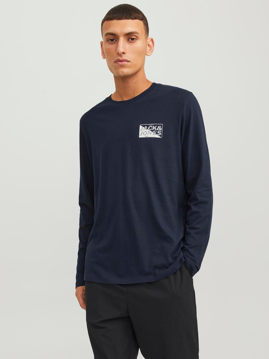 Jack & Jones Logo O-hals T-skjorte -Navy Blazer - 12245758