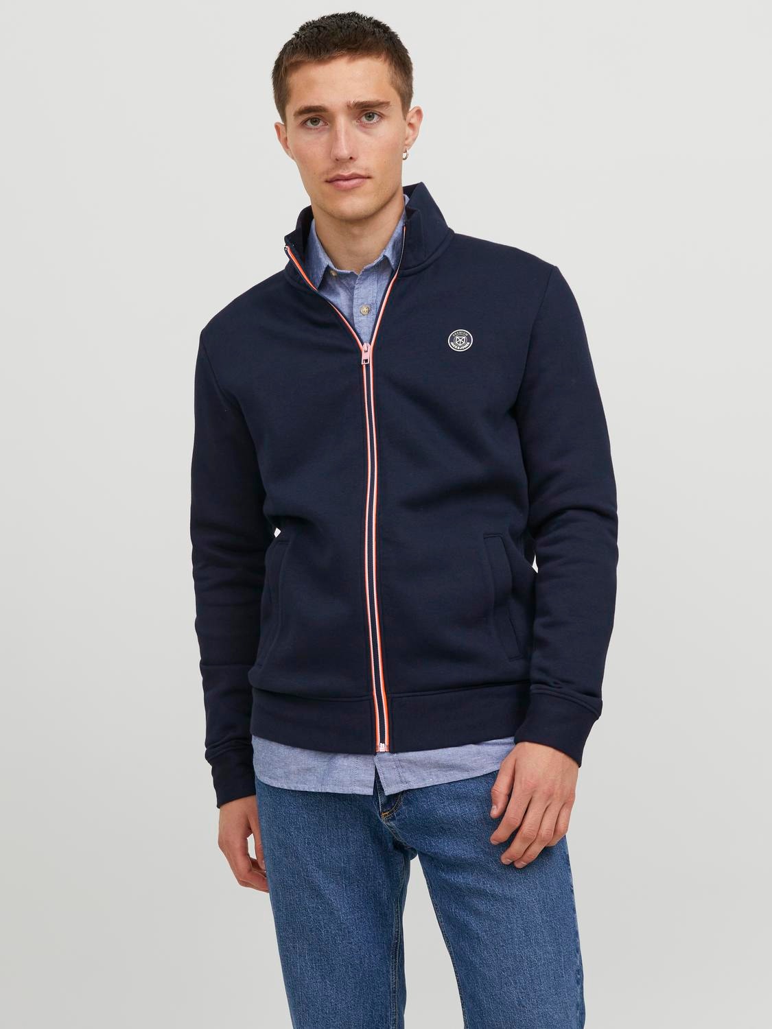 Jack & Jones Plain Zip Sweatshirt -Navy Blazer - 12245880