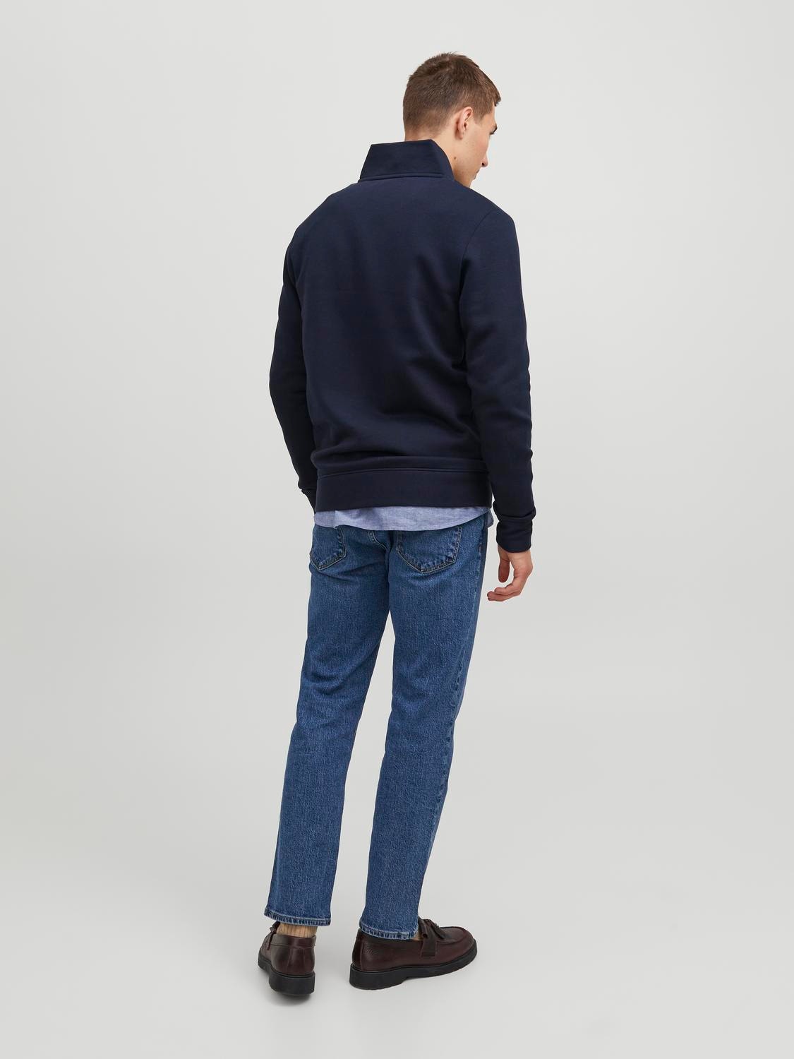 Jack & Jones Plain Zip Sweatshirt -Navy Blazer - 12245880