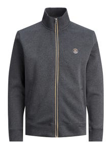 Jack & Jones Plain Zip Sweatshirt -Dark Grey Melange - 12245880
