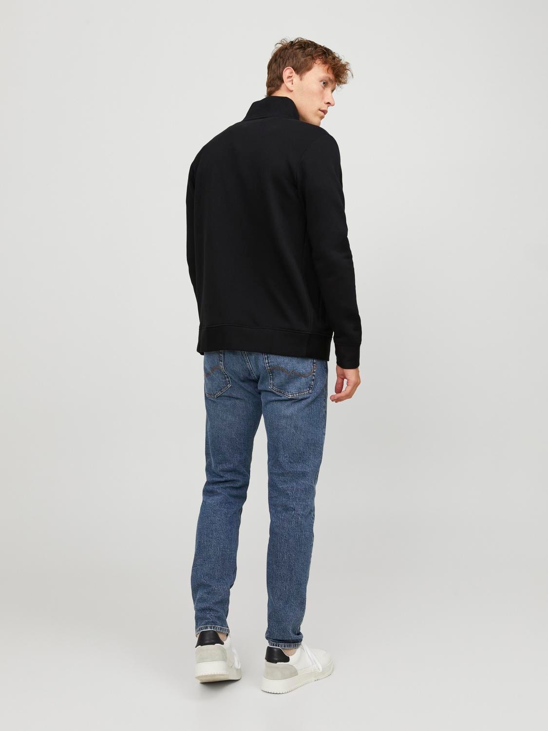 Jack & Jones Plain Zip Sweatshirt -Black - 12245880