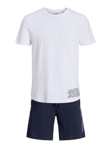 Jack & Jones Logo Crew neck Loungewear -White - 12245905