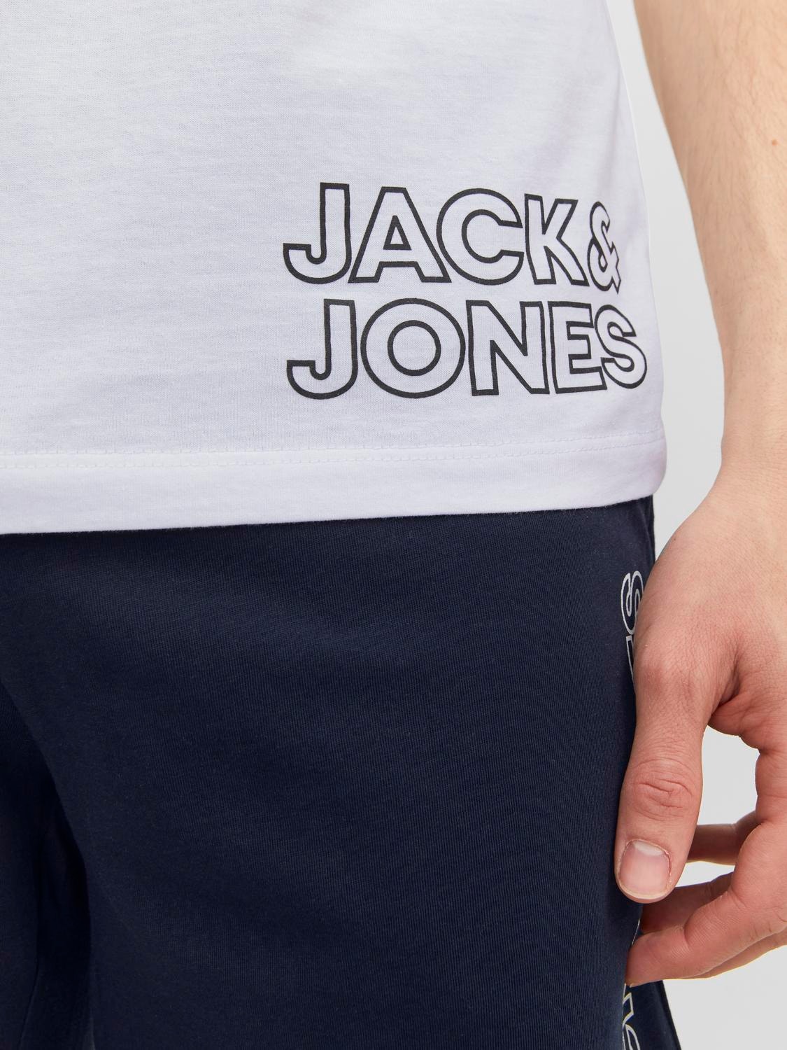 Jack & Jones Logo Crew neck Loungewear -White - 12245905