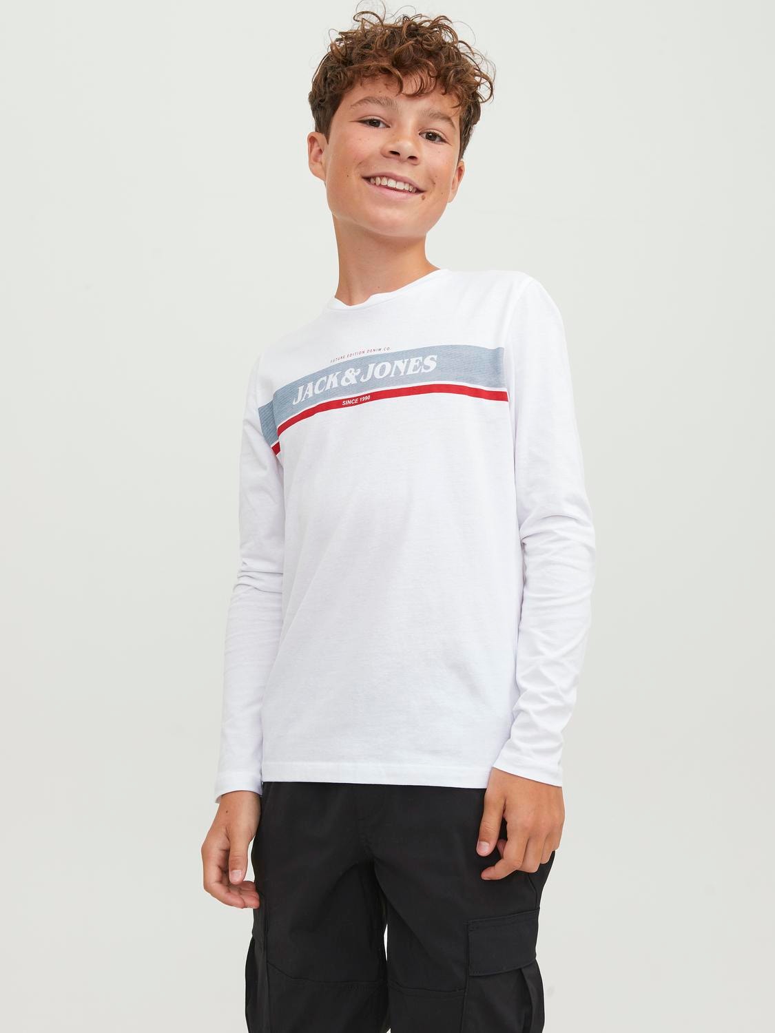 Jack & Jones Logo T-skjorte For gutter -White - 12245919