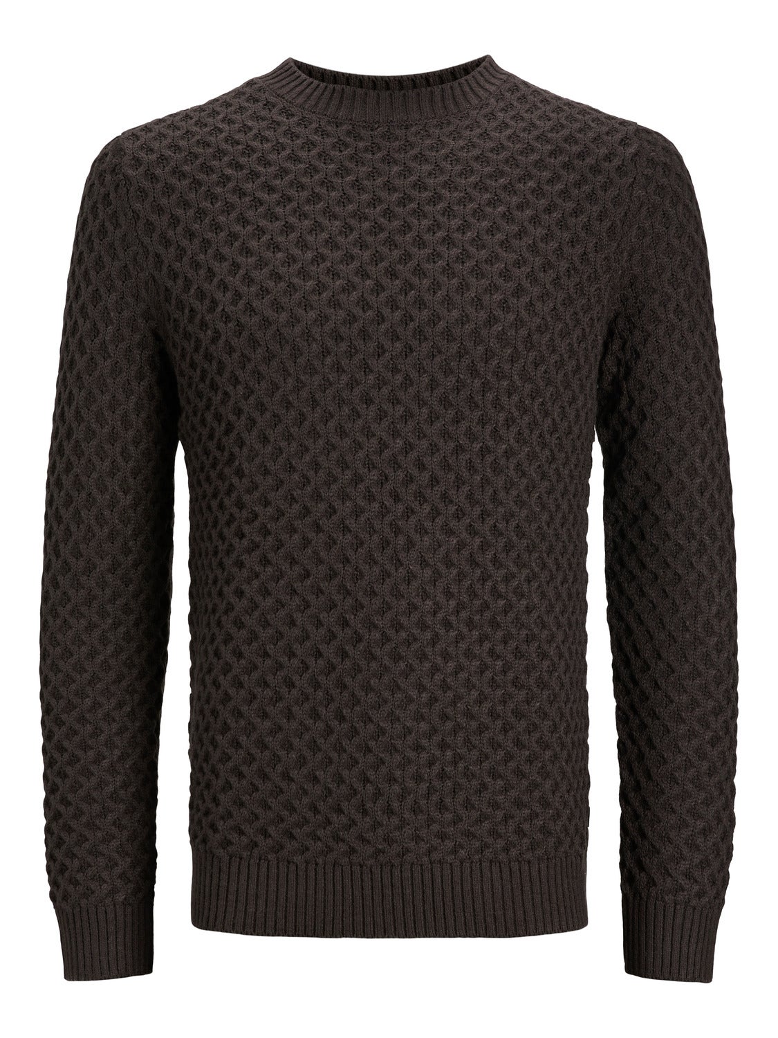 Plain Crew Neck Jumper, Dark Brown