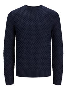 Jack & Jones Enfärgat Crewneck Stickad tröja -Maritime Blue - 12246281