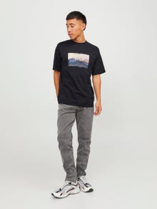 Jack & Jones Foto potisk Kruhový výstřih Tričko -Black - 12246446