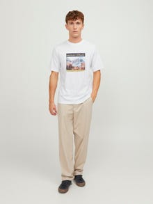 Jack & Jones T-shirt Estampado de foto Decote Redondo -Bright White - 12246446