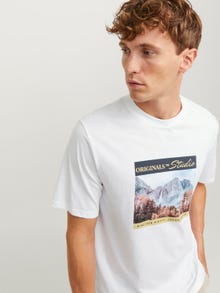 Jack & Jones T-shirt Estampado de foto Decote Redondo -Bright White - 12246446