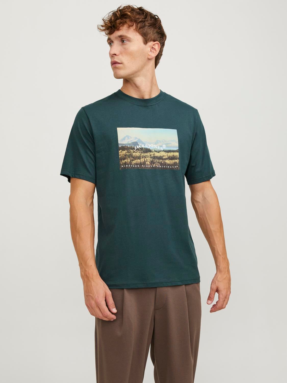 T-shirt Imprimé Photo Col Rond - Jack & Jones - Modalova