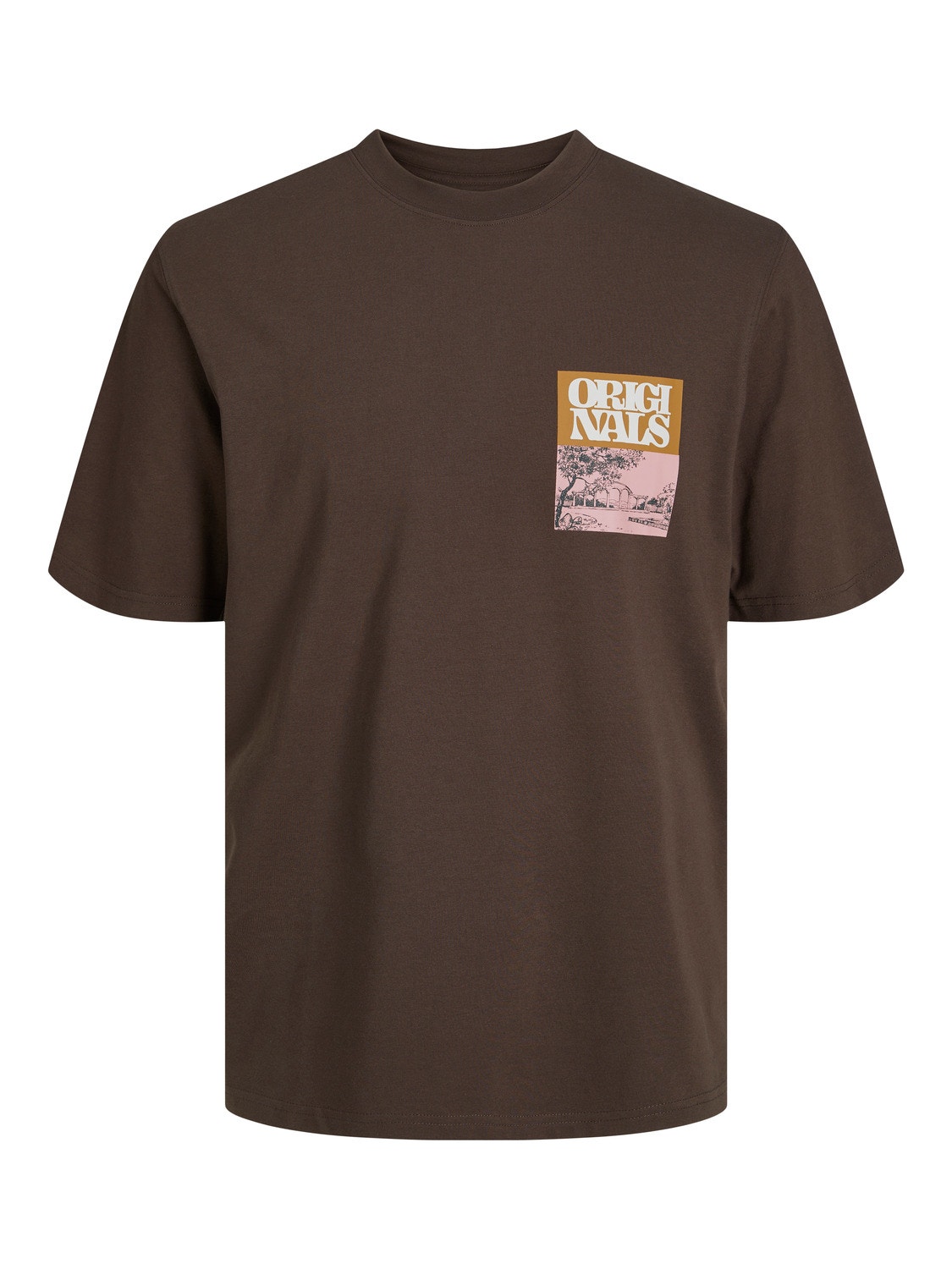 Jack & Jones Printed Crew Neck T-shirt -Chocolate Brown - 12246451