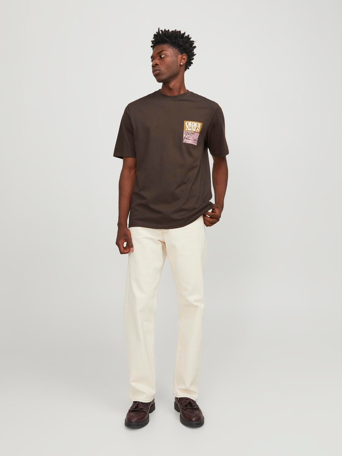 Jack & Jones Gedrukt Ronde hals T-shirt -Chocolate Brown - 12246451