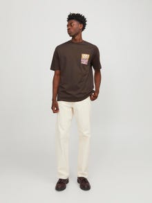 Jack & Jones Printed Crew Neck T-shirt -Chocolate Brown - 12246451